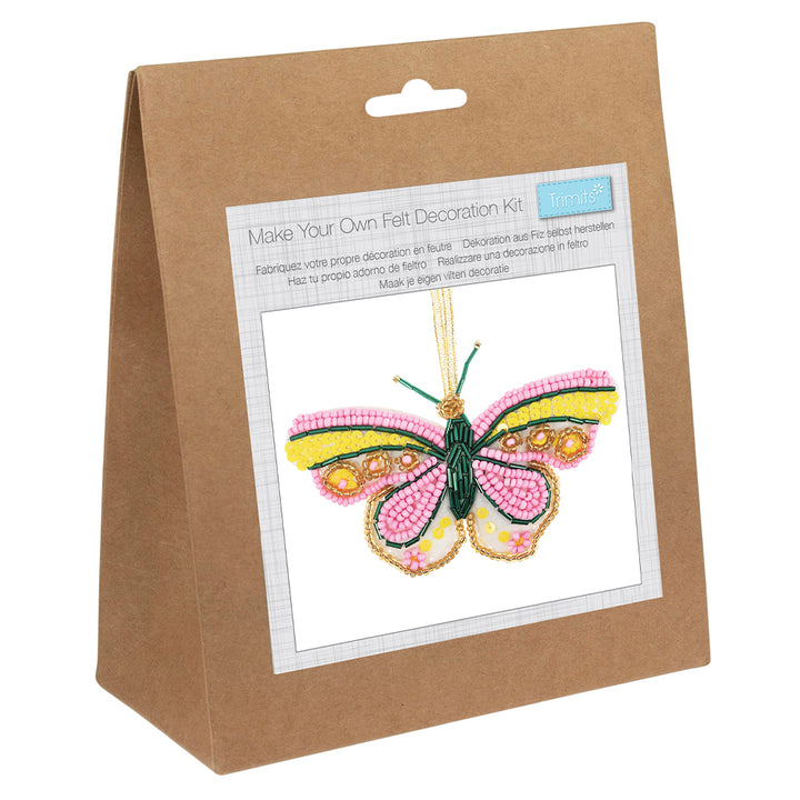 Beaded Butterfly Decoration | Mini Felt Sewing Kit | Complete Craft Kit