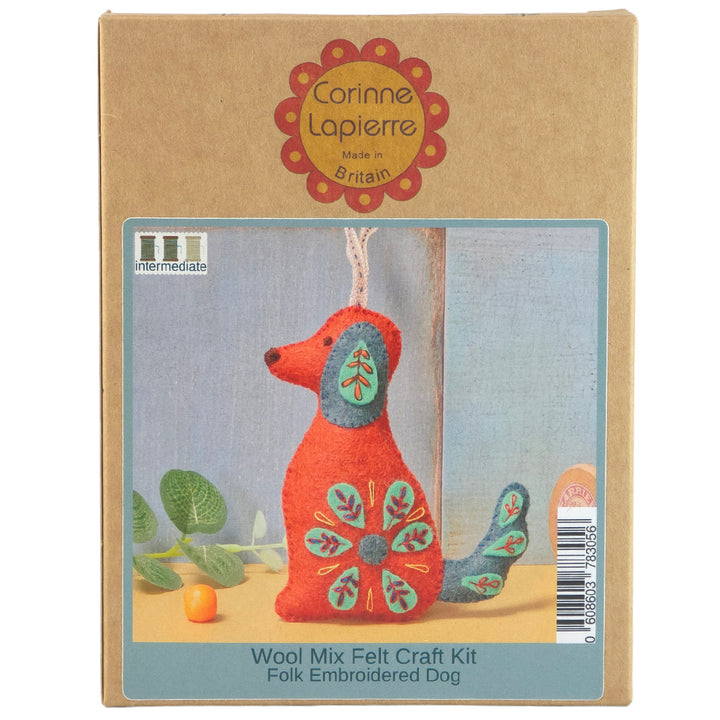 Folk Dog Hanging Ornament | Mini Felt Sewing & Embroidery Kit | Corinne Lapierre