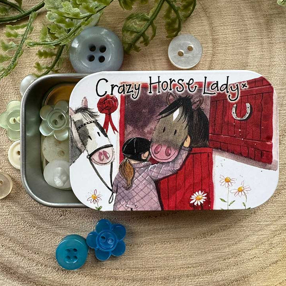 Crazy Horse Lady | Little Slide Shut Tin to Fill | Mini Gift | Cracker Filler