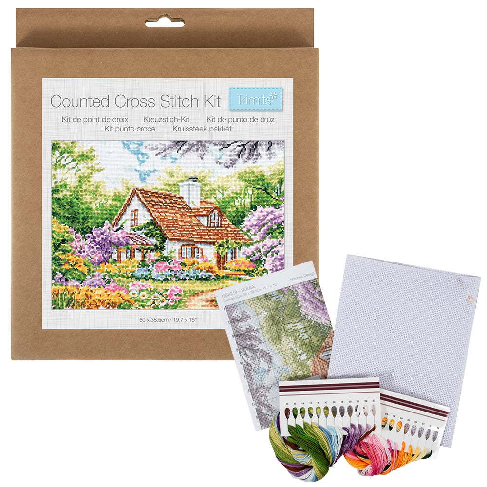 Pretty Country Cottage | Complete Cross Stitch Kit | 42x30cm