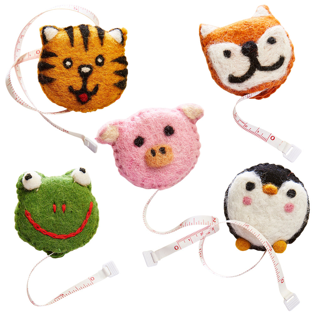 Felt Animal Tape Measure | Fair Trade | Single | Mini Gift | Cracker Filler