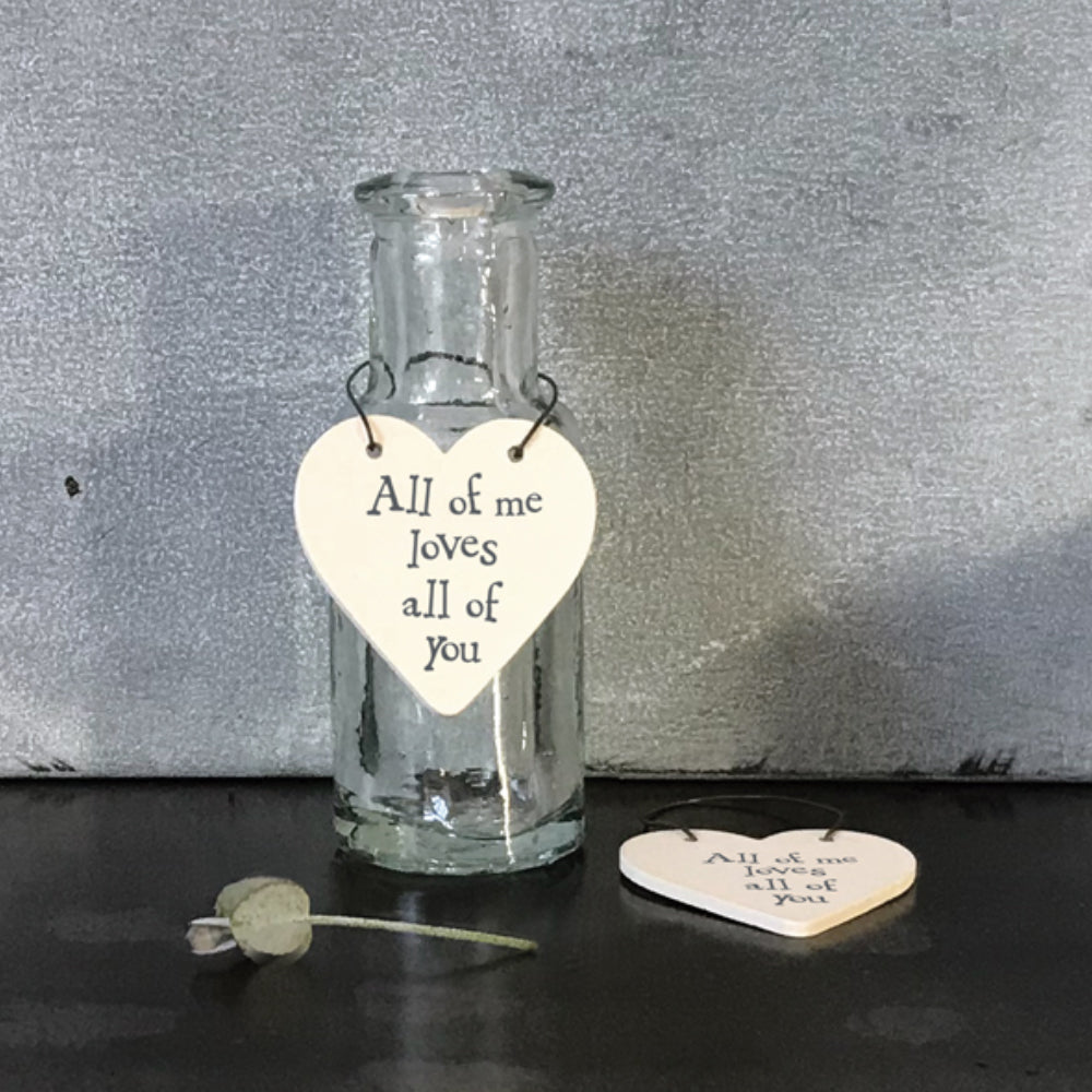 All of Me Loves All of You - Mini Wooden Hanging Heart - Cracker Filler Gift