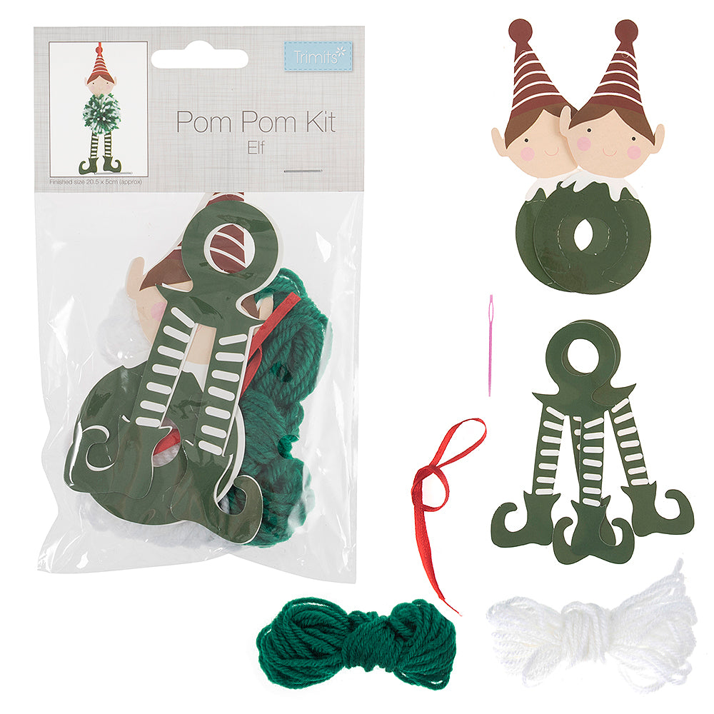 Christmas Elf Pom Pom Hanging Christmas Ornament Craft Kit