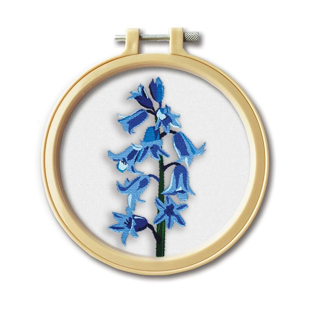 Spring Bluebell | Complete Cross Stitch Kit | Transparent Background | 12.5cm Hoop