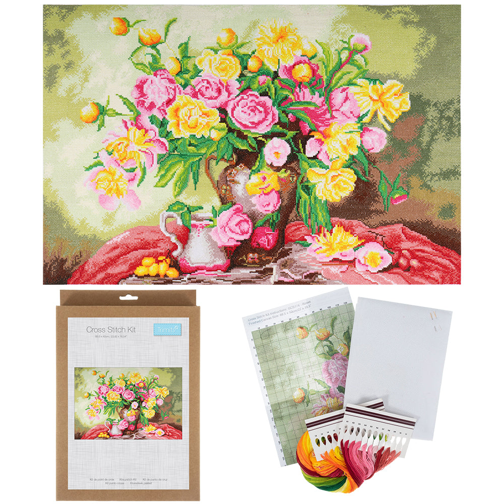 Gorgeous Vase of Roses | Large Counted Cross Stitch Kit | 68x50cm