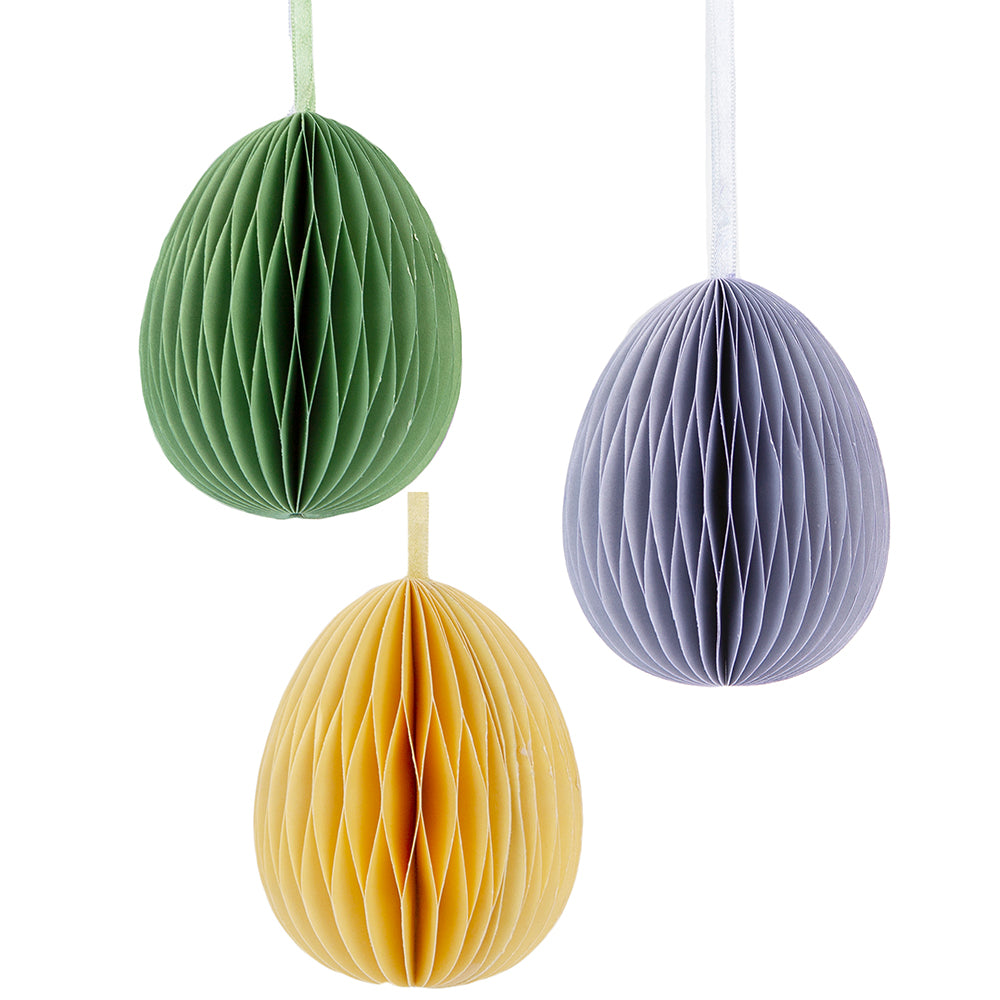 Paper Honeycomb Hanging Easter Eggs | Set of 3 | 10.5cm Tall