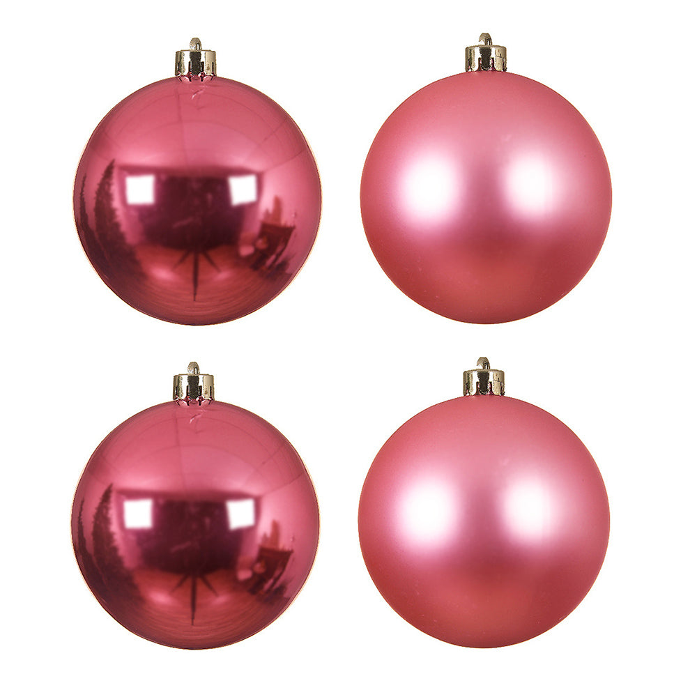 4 Lipstick Pink 10cm Shatterproof Christmas Tree Bauble Decorations