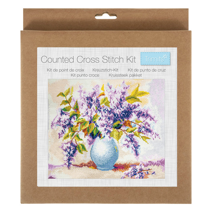 Bountiful Vase of Lilacs | Counted Cross Stitch Kit | 39x32cm