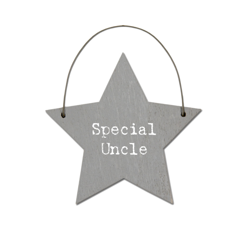 Special Uncle - Mini Wooden Hanging Star - Cracker Filler Gift