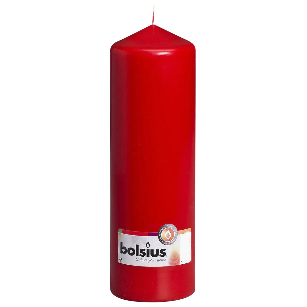 25cm x 8cm Red Single Pillar Candle for Christmas, Weddings & Home Décor