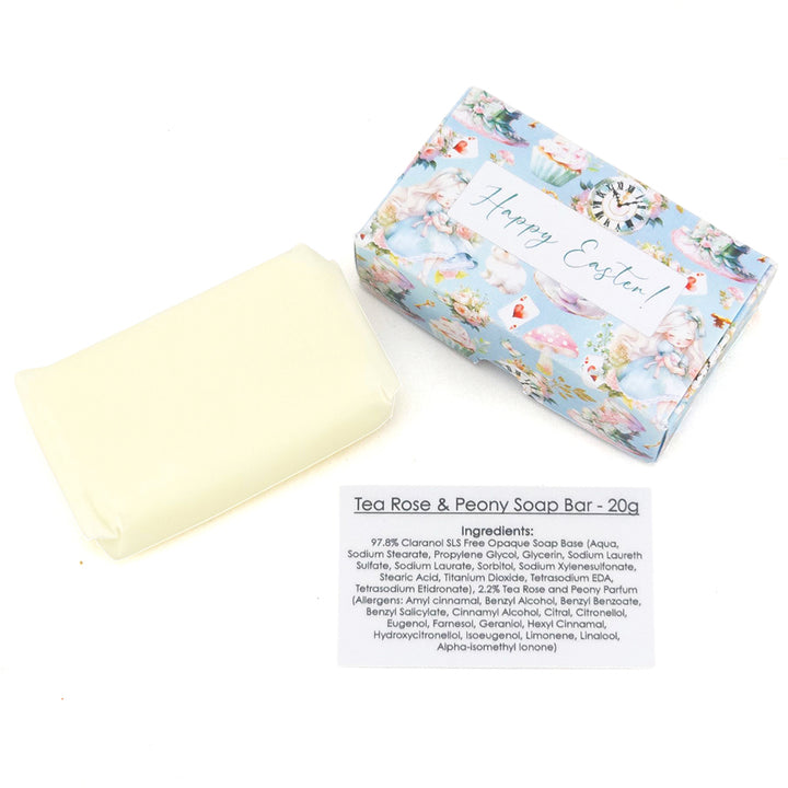 Happy Easter Springtime Alice | Tea Rose &amp; Peony | 20g Travel Soap Bar | Little Gift Cracker Filler