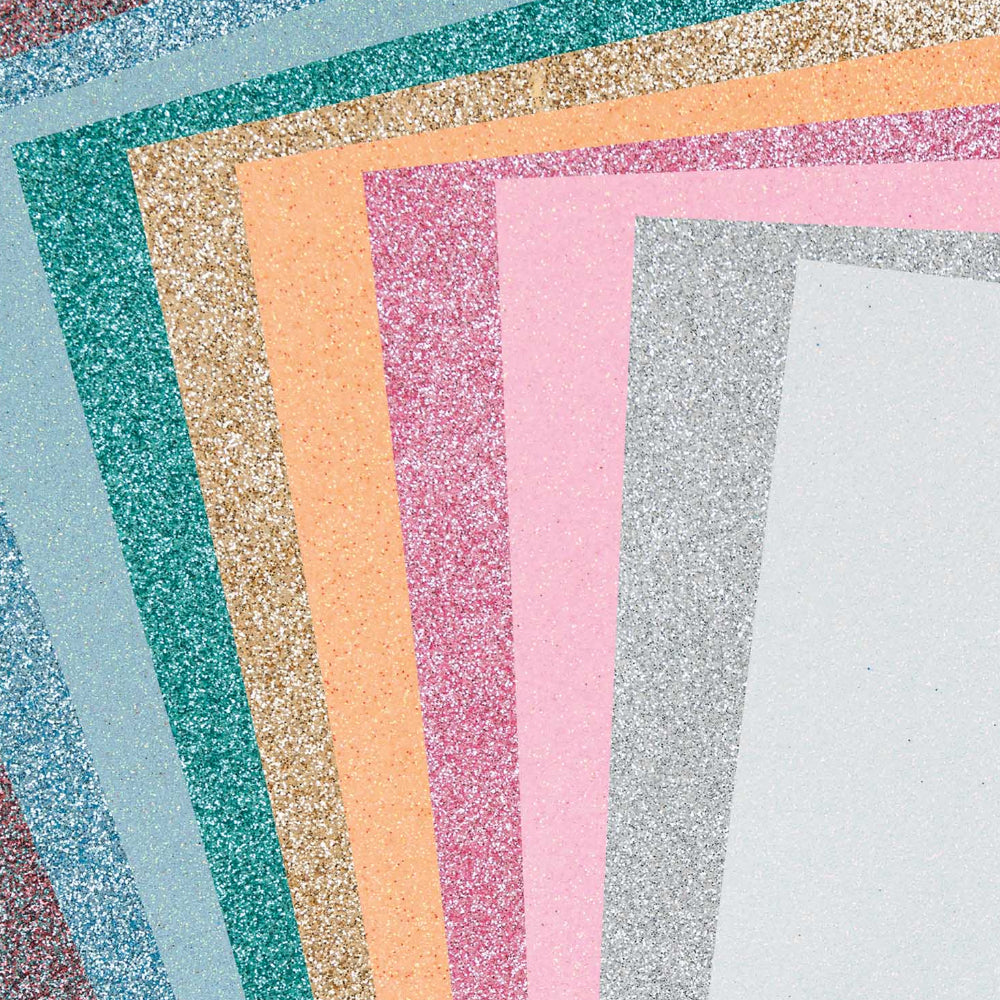 10 Assorted Sheets of A4 Pastel Glitter Craft Foam - 2mm Thick
