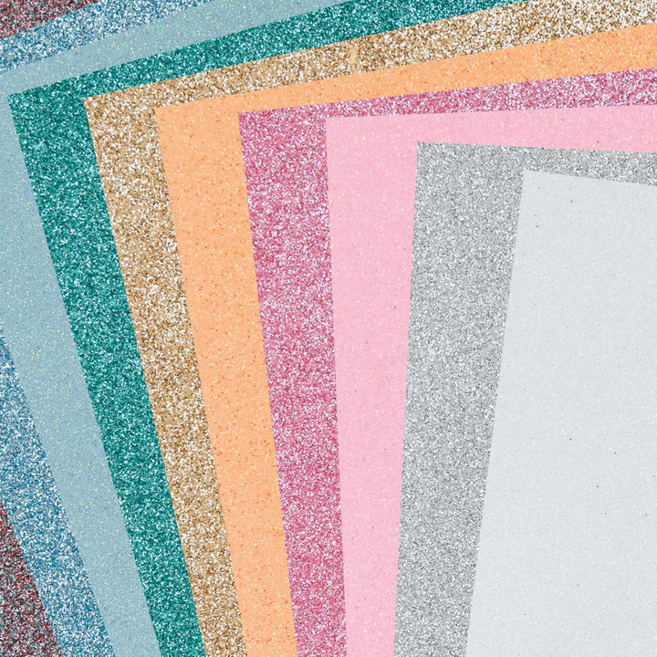 10 Assorted Sheets of A4 Pastel Glitter Craft Foam - 2mm Thick