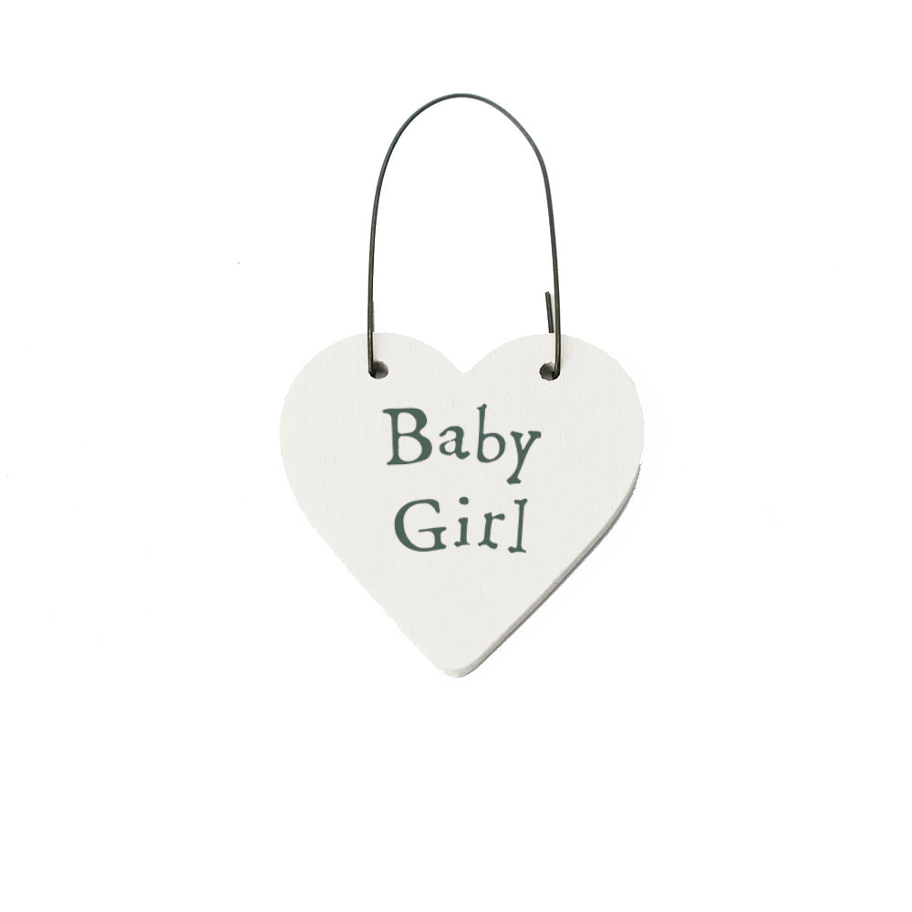 Baby Girl Mini Wooden Hanging Heart - Cracker Filler Gift