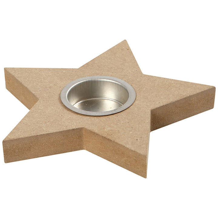 MDF Wood Star Tea Light Candle Holder to Decorate -15cm