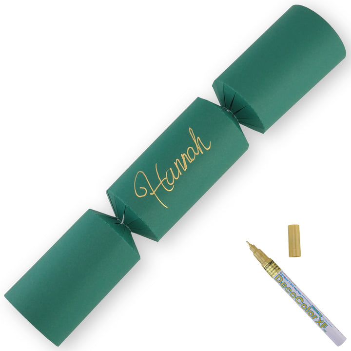 Rich Green | 12 Personalise Your Own Crackers | Make &amp; Fill Your Own | With Pen