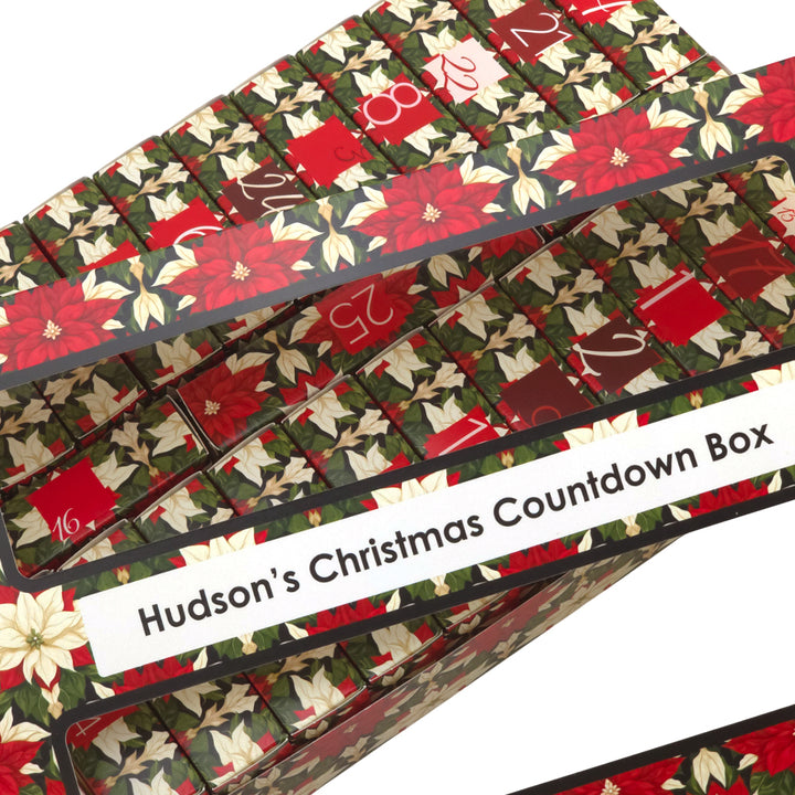 Personalised Advent Calendar Kit | 25 Soap Boxes & Outer Box | Abstract Poinsettia