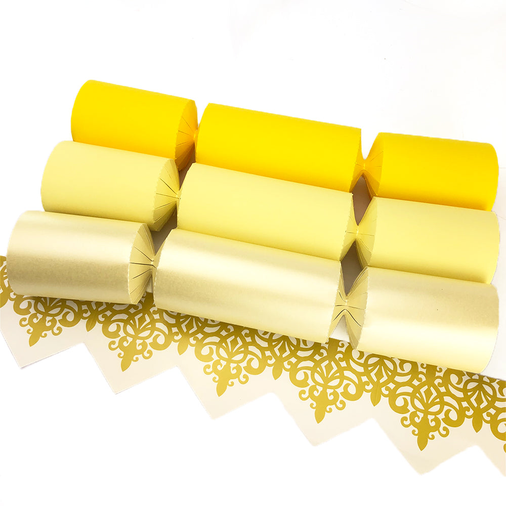 Shades of Yellow | Craft Kit to Make 12 Crackers | Recyclable | Optional Raffia