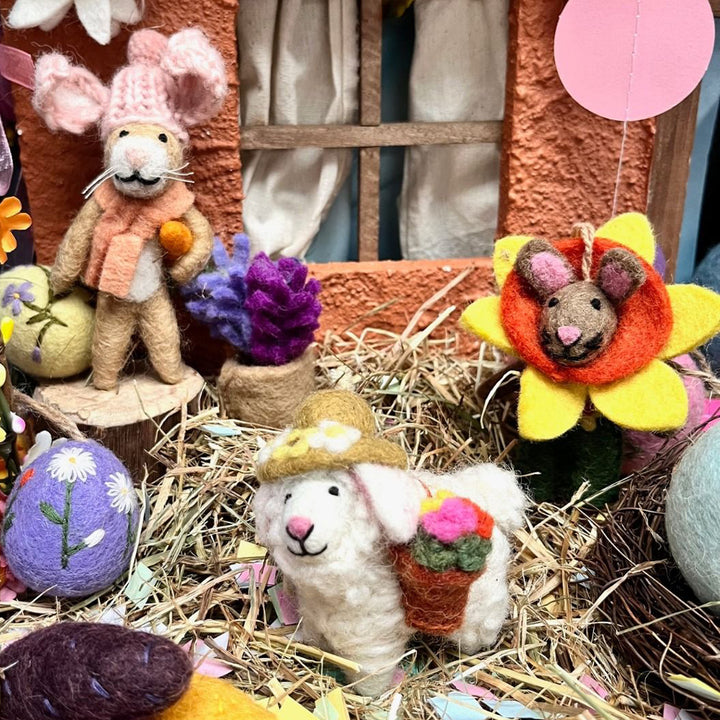 Spring Flower Sheep | Hanging Easter Tree Decoration | Handmade Fairtrade