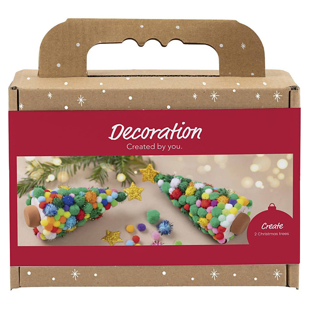 Pom Pom Christmas Trees | Makes 2 Freestanding Ornaments | Kids Craft Kit