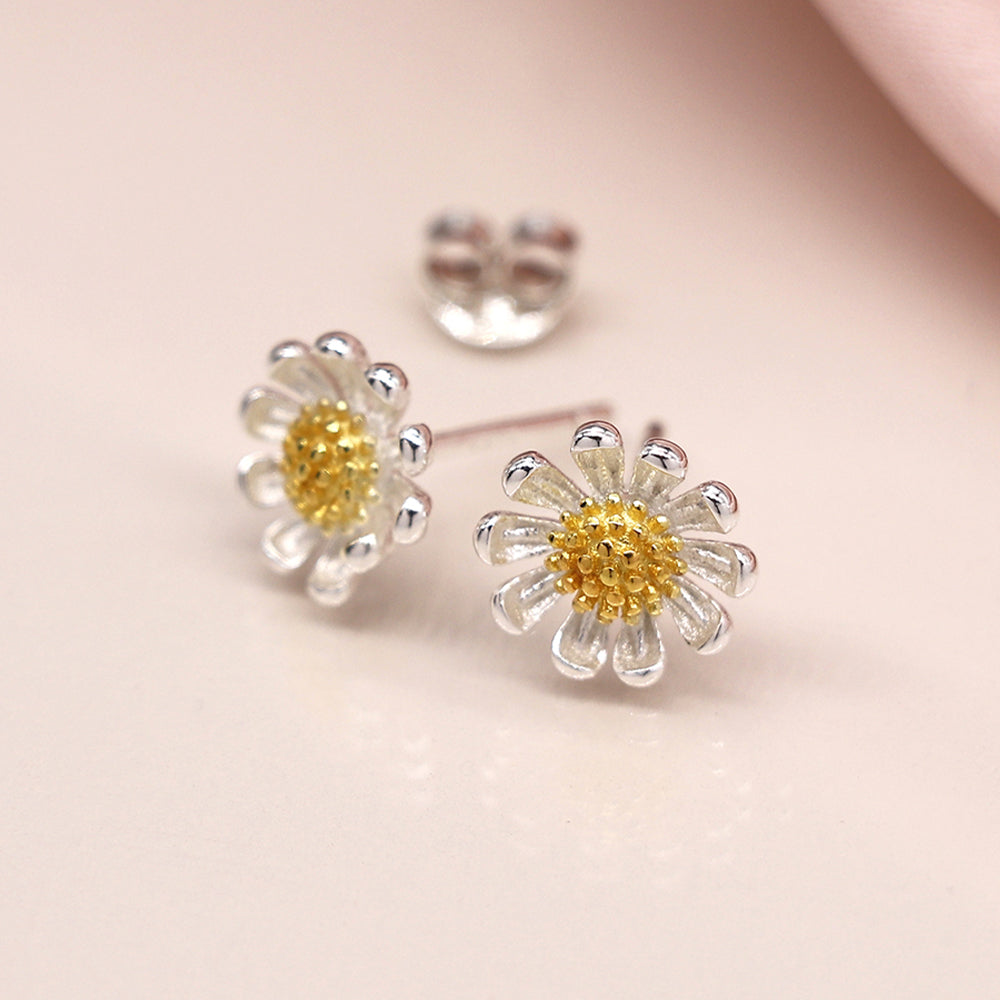 Daisy Earrings | Sterling Silver & Yellow Gold | Mini Gift | Cracker Filler