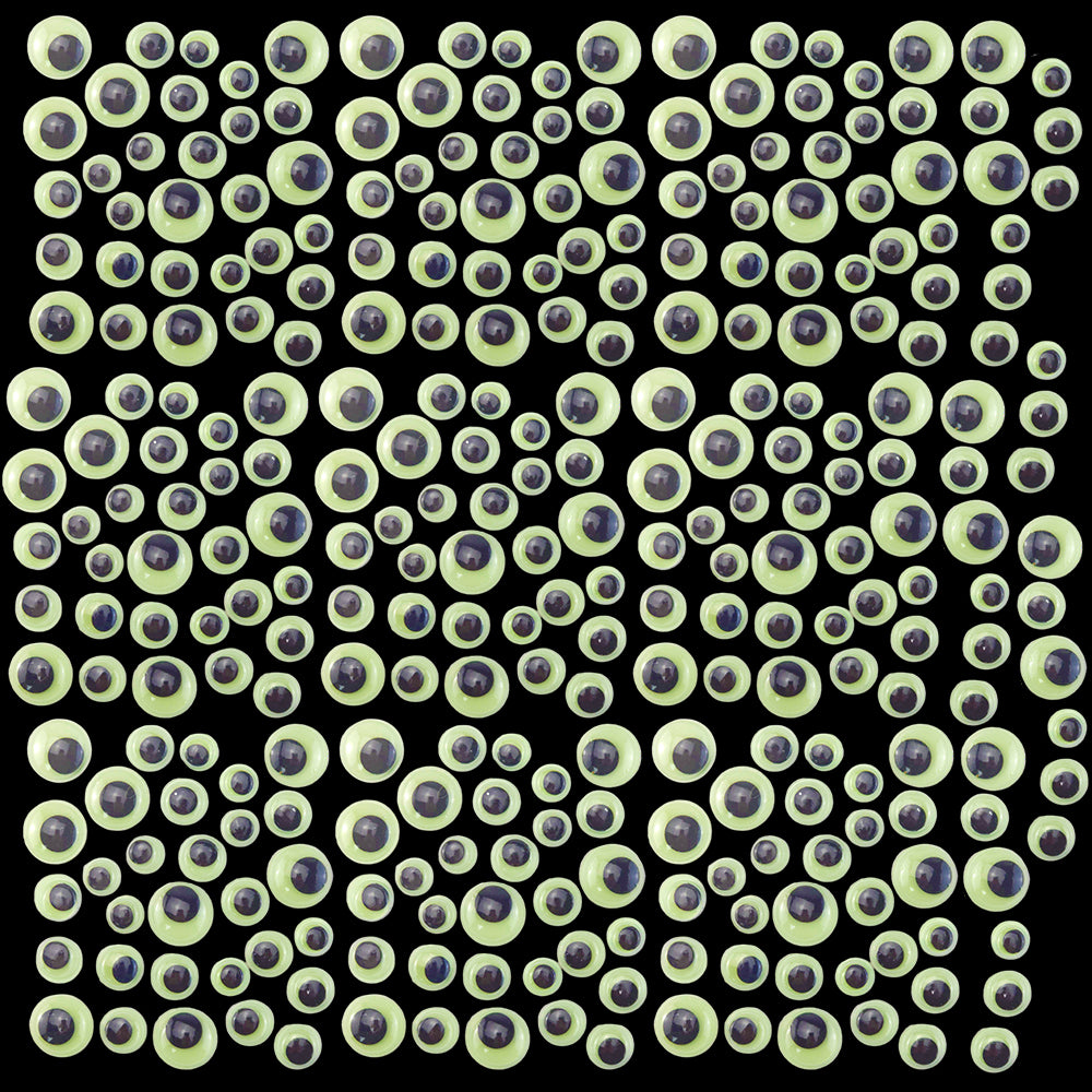 Bulk 300 Assorted Glow in the Dark Googly Eyes | Self Adhesive | 8/10/14mm