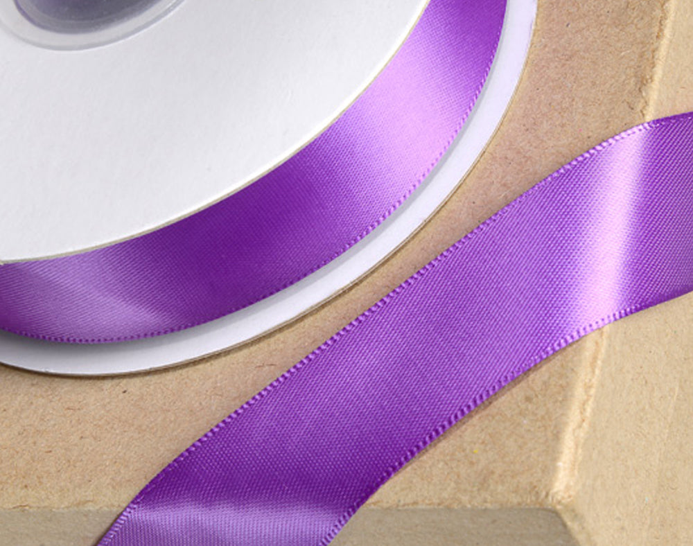Purple | 15mm Double Faced Satin Ribbon | 25m Long