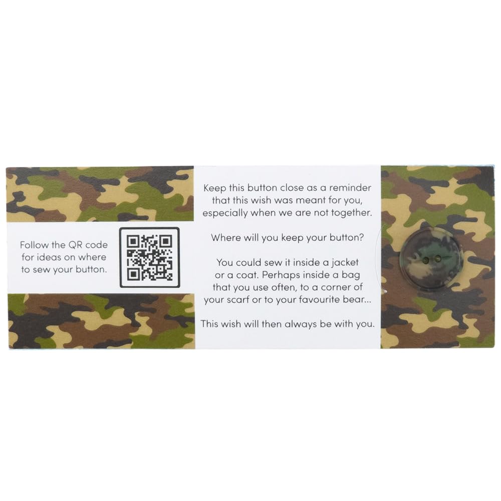Our Hero | Camouflage | Button Wishes Sew On Token | Little Gift | Cracker Filler