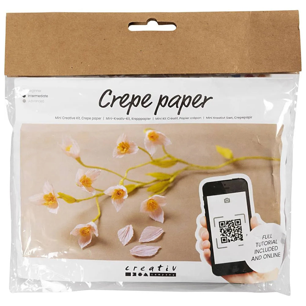 Crepe Cherry Blossom Flowers Craft Kit | Paper Flower Making | Stem of 5