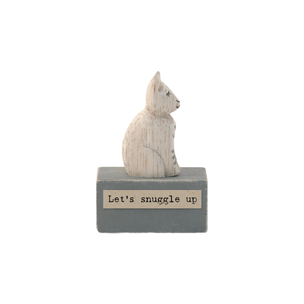 5cm Wooden Cat on Stand | Let's Snuggle Up | Cracker Filler Gift