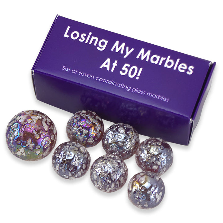 Losing My Marbles At… | Milestone Birthday | Box of Marbles | Cracker Filler