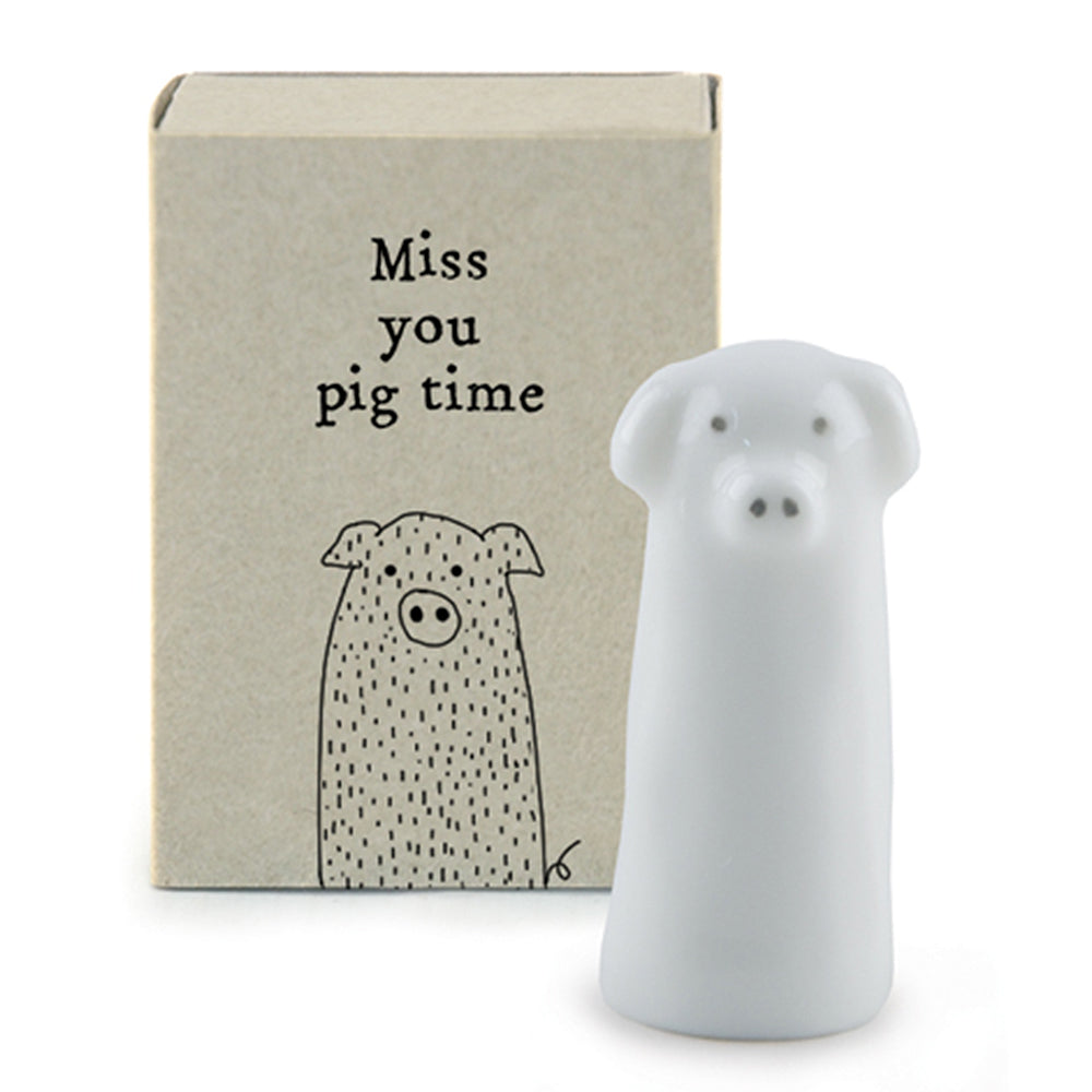 Miss You Pig Time | Ceramic Pig in a Matchbox | Cracker Filler | Mini Gift