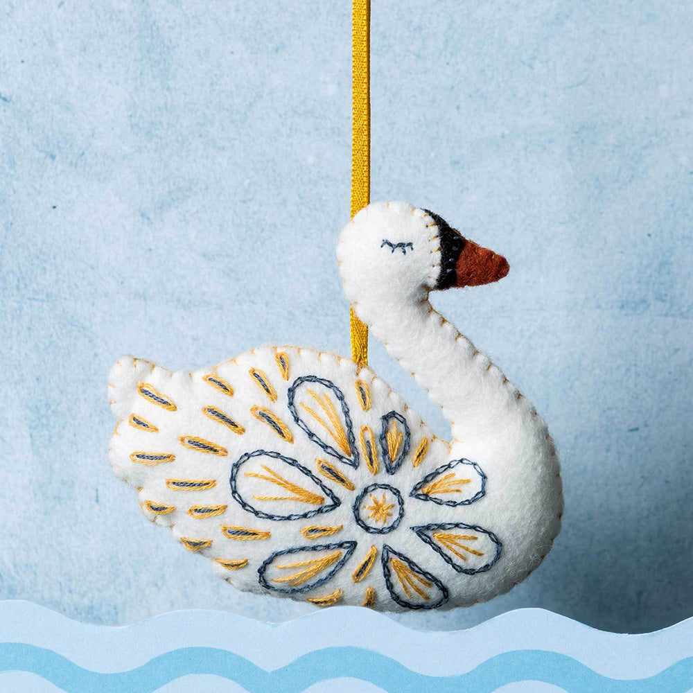Swan Hanging Ornament | Mini Felt Sewing & Embroidery Kit | Corinne Lapierre