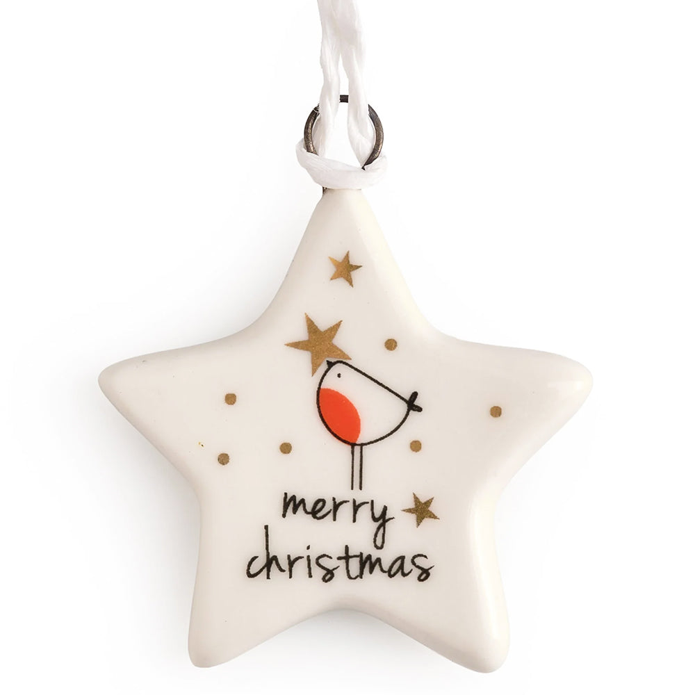 Merry Christmas | Hanging Porcelain Decoration | Cracker Filler
