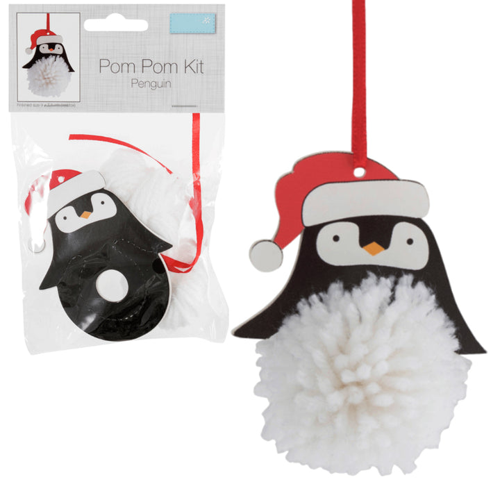 Penguin Pom Pom Hanging Christmas Ornament Craft Kit