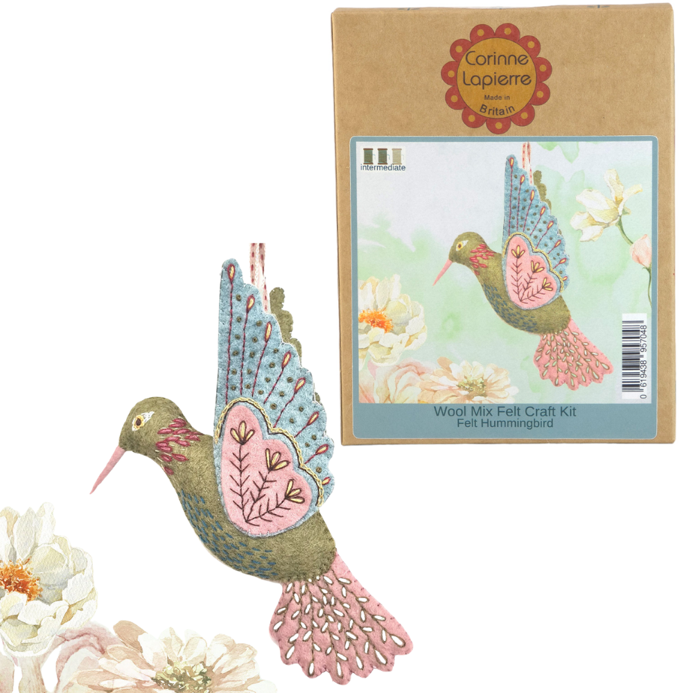 Hummingbird Hanging Ornament | Mini Felt Sewing Embroidery Kit | Corinne Lapierre