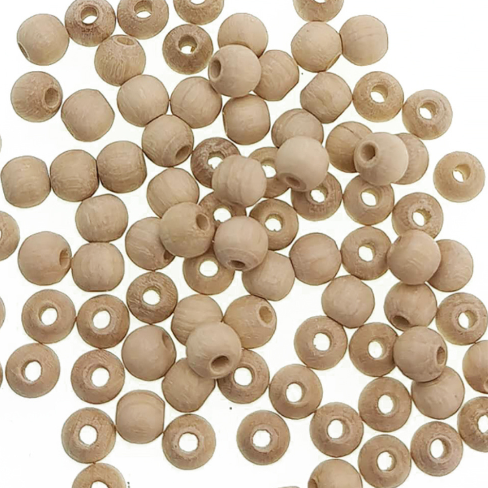 Untreated Round Wooden Beads with Threading Holes for Crafts