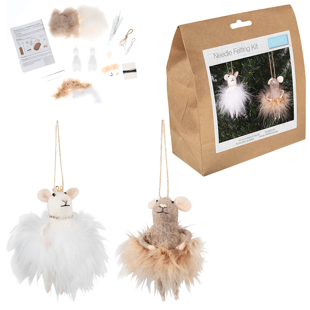 Fairy Mice Duo | Needle Felting Kit | Complete Christmas Craft Kit