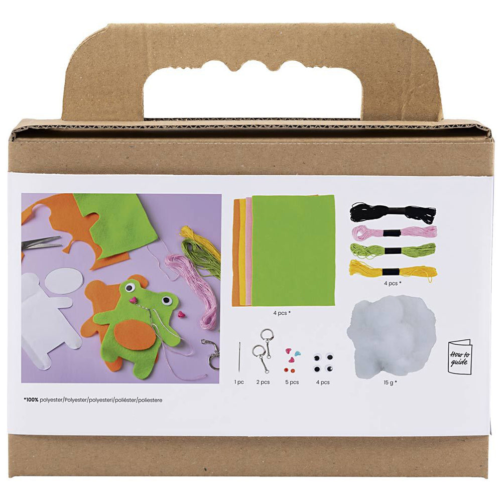 Frog &amp; Teddy | Felt Keyring Sewing Kit | Complete Kids Craft Kit