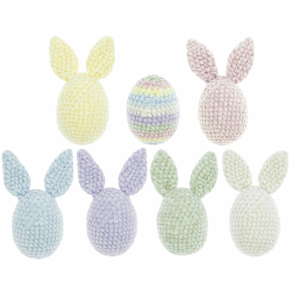 Pastel Easter Egg & Bunnies | Adults Crochet Craft Kit | Makes 7