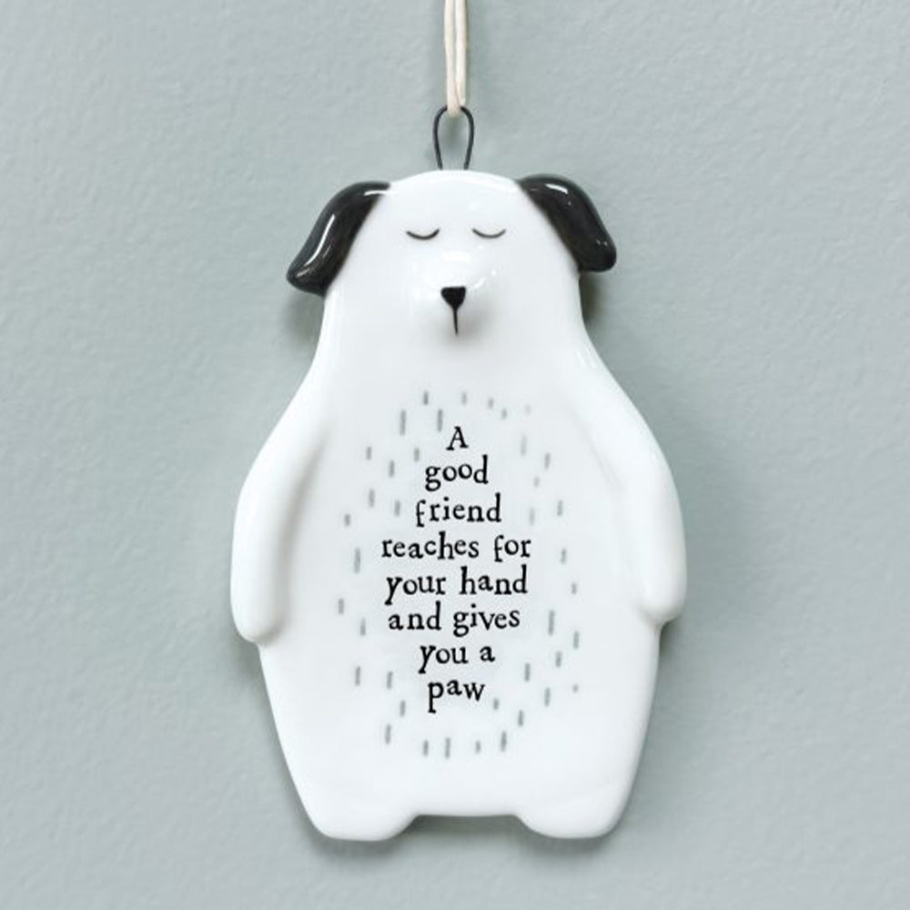 A Good Friend Gives a Paw | Porcelain Dog Ornament | Little Cracker Filler Gift