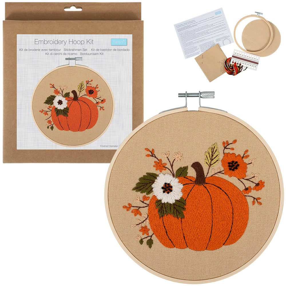 Halloween Pumpkin | Complete Embroidery Kit with Hoop | 15cm Wide