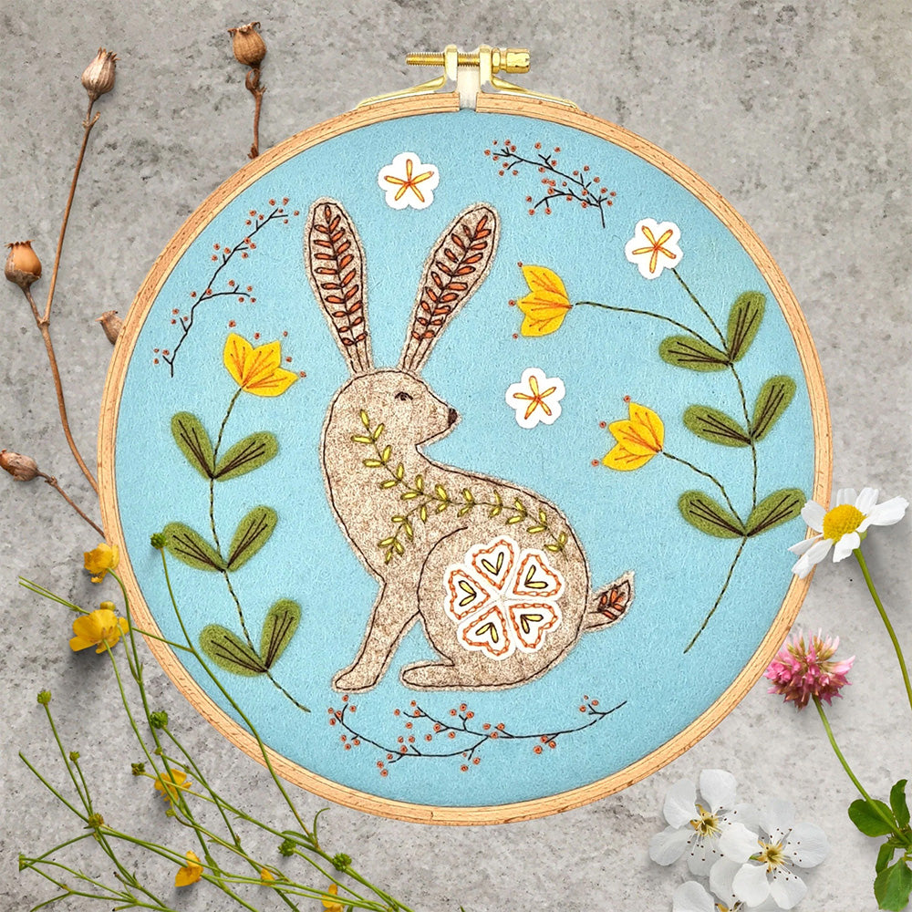 Wild Hare | 19cm Applique Hoop Sewing Kit &amp; Hoop | Corinne Lapierre