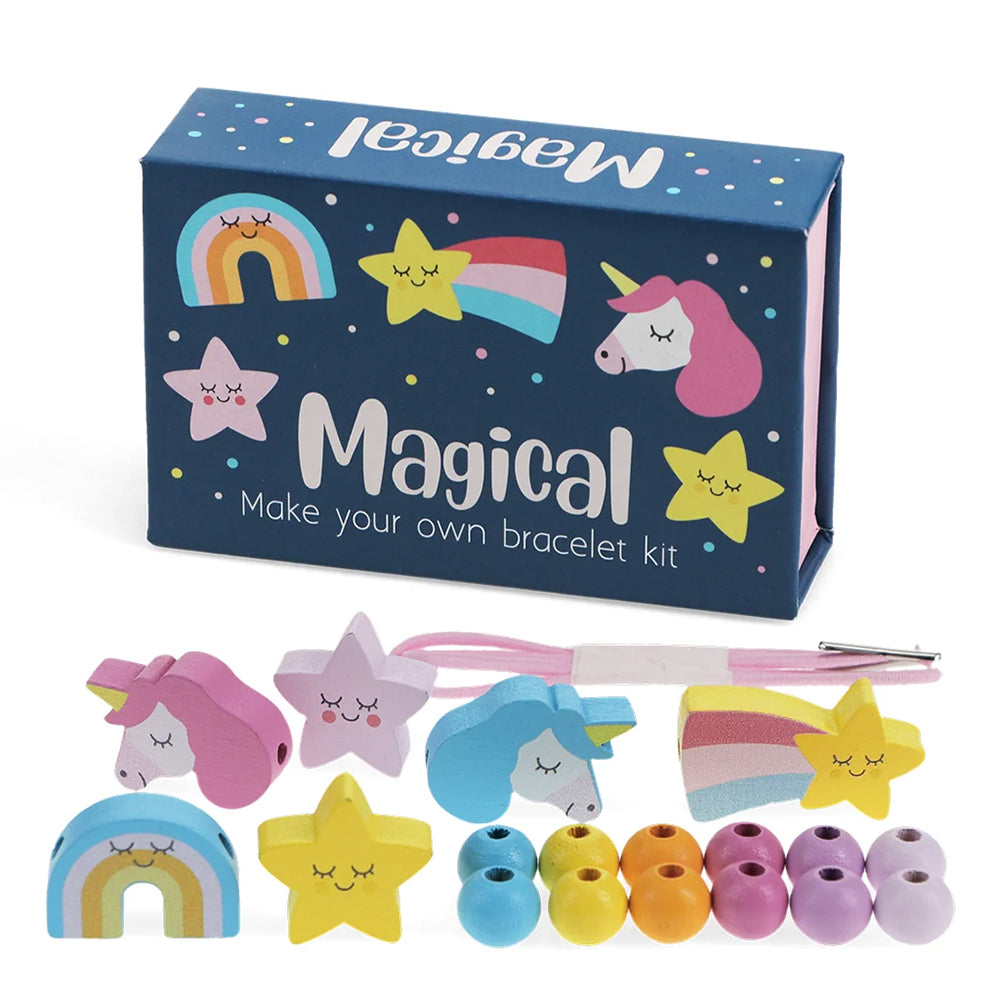Magical Unicorn | Wooden Bead Bracelet Craft Kit | Little Gift |Cracker Filler