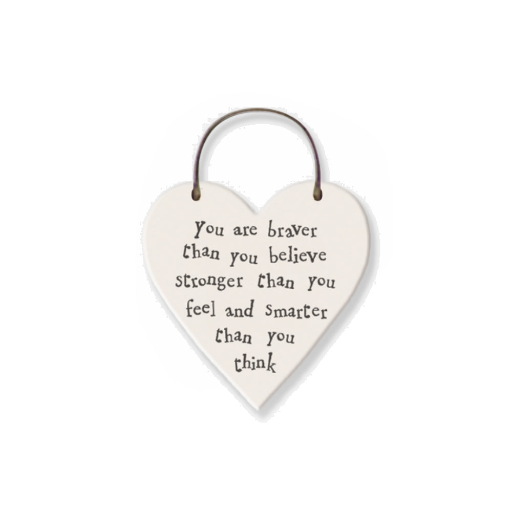 Braver, Stronger, Smarter - Mini Wooden Hanging Heart - Cracker Filler Gift