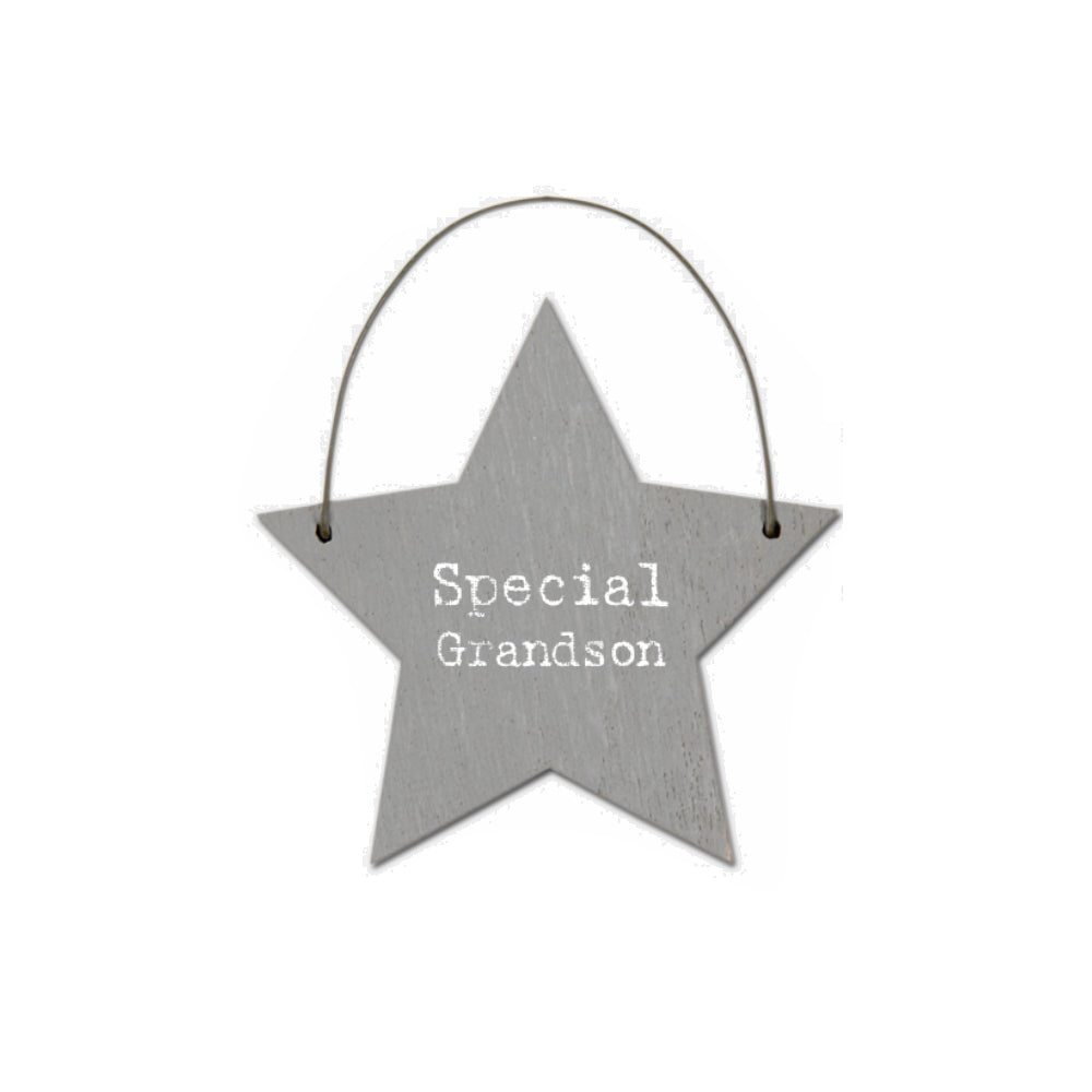 Special Grandson - Mini Wooden Hanging Star - Cracker Filler Gift