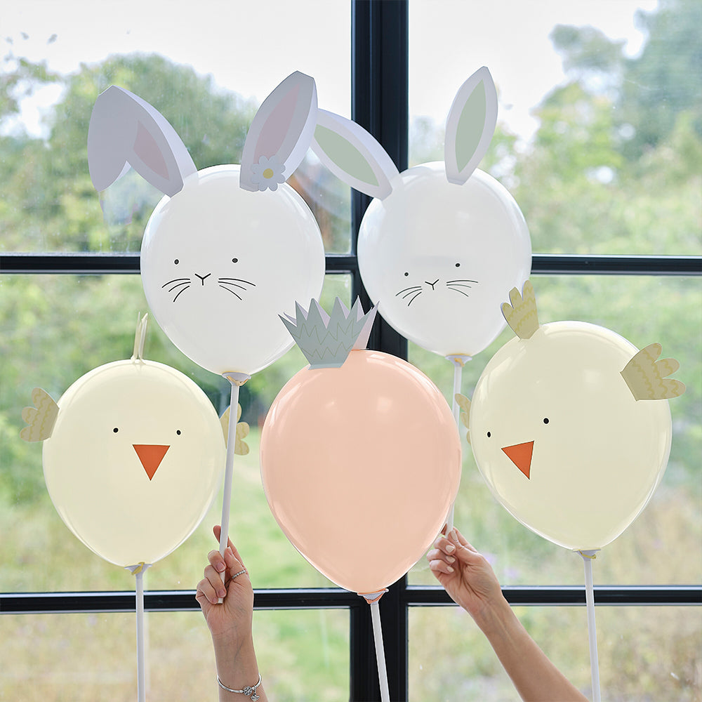 Easter Character Balloons on Sticks | Set of 5 | Parties & Egg Hunt Idea