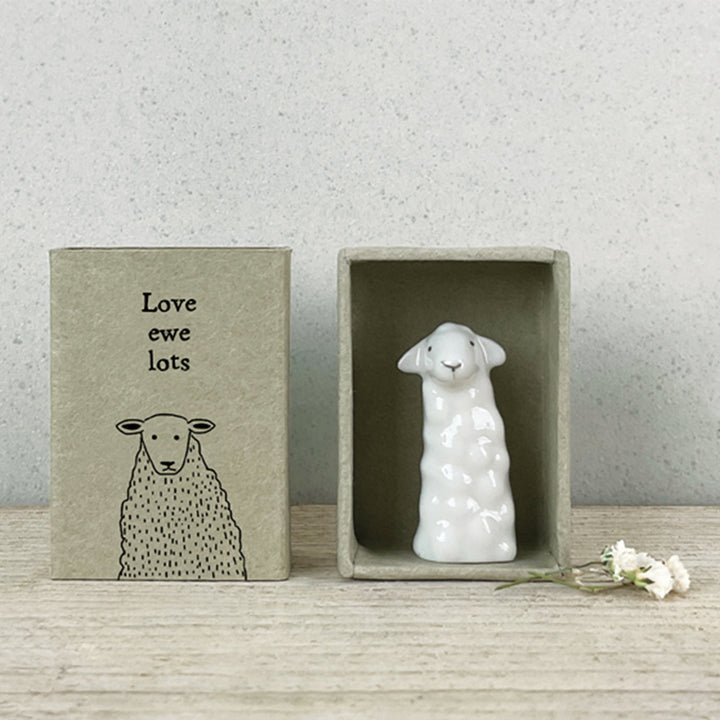 Love Ewe Lots | Ceramic Sheep in a Matchbox | Cracker Filler | Mini Gift