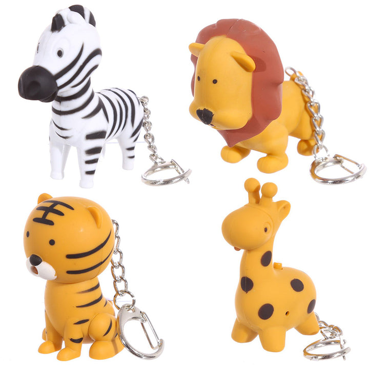 Jungle Animal Keyring | LED Torch & Animal Sound | Mini Gift | Cracker Filler