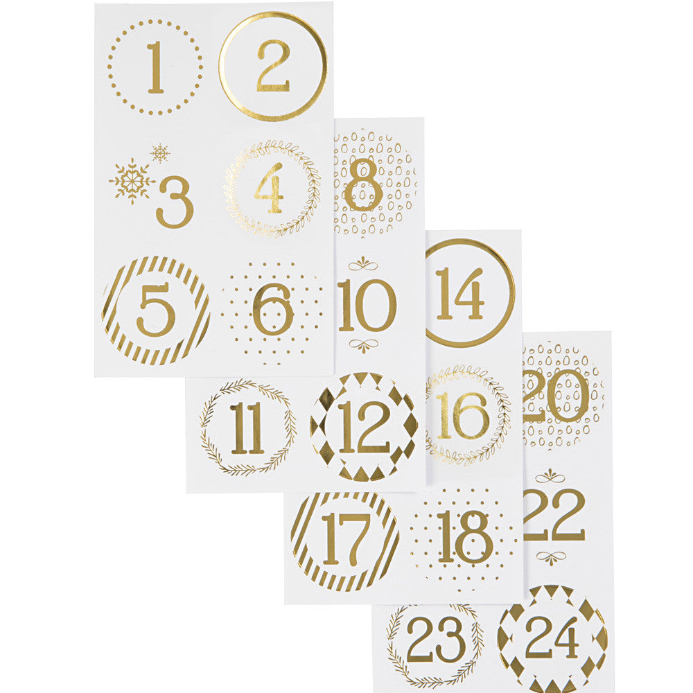 Metallic Gold Scandinavian Style Advent Number Stickers